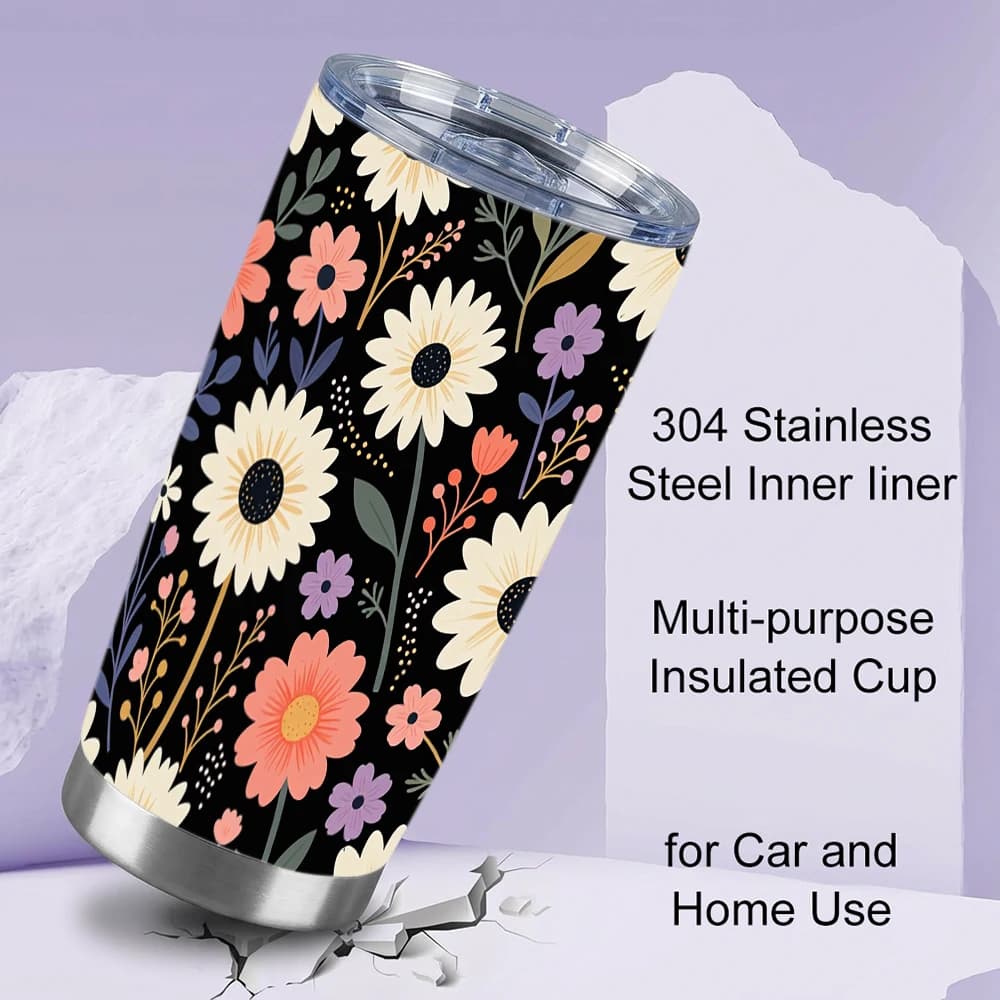 Purple Octopus, Gothic Skull Rose, Watercolor Dreamcatcher, School of Fish Wildflower Floral 20oz 304 Stainless Steel Insulated