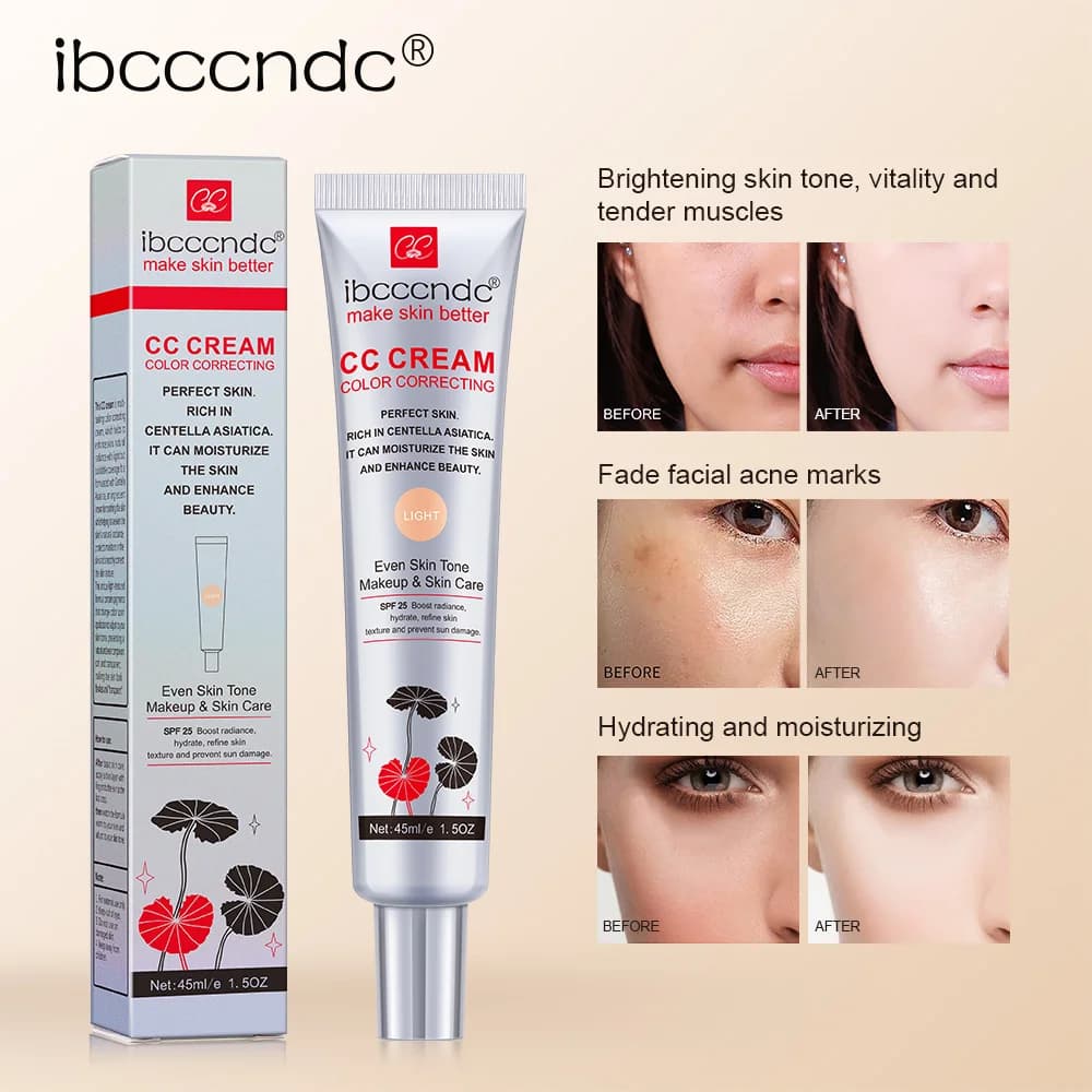 Brightening CC Cream Color Correcting Long-lasting Natural Moisturizing Foundation Concealer SPF 25 Sun Protection Makeup Base