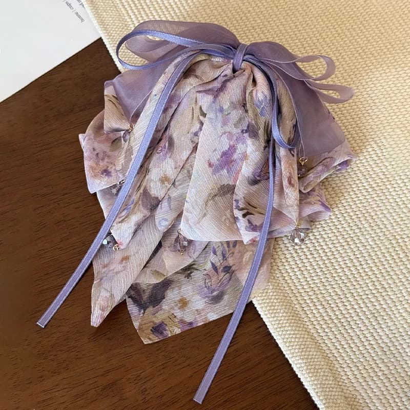 Clip per coda di cavallo con fiocco floreale dolce Clip per capelli francese elegante da donna Clip per squalo