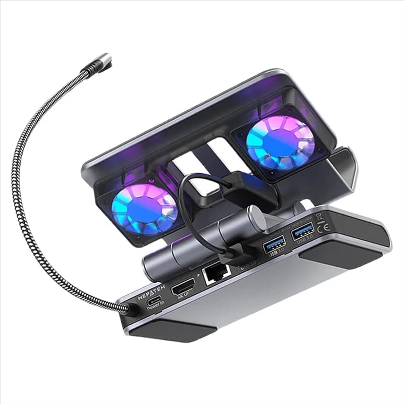 【Design elegante】 Docking station per ventole Supporto regolabile 6-in-1 4K Steam Deck/Rog Ally X/Legion Go/Msi Claw