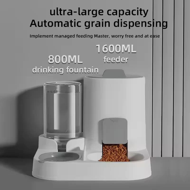 Automatic Gravity Fed Cat Water Dispenser And Feeder Spill Proof Large Capacity One Piece Design Pet Food Water Bowl For Cat