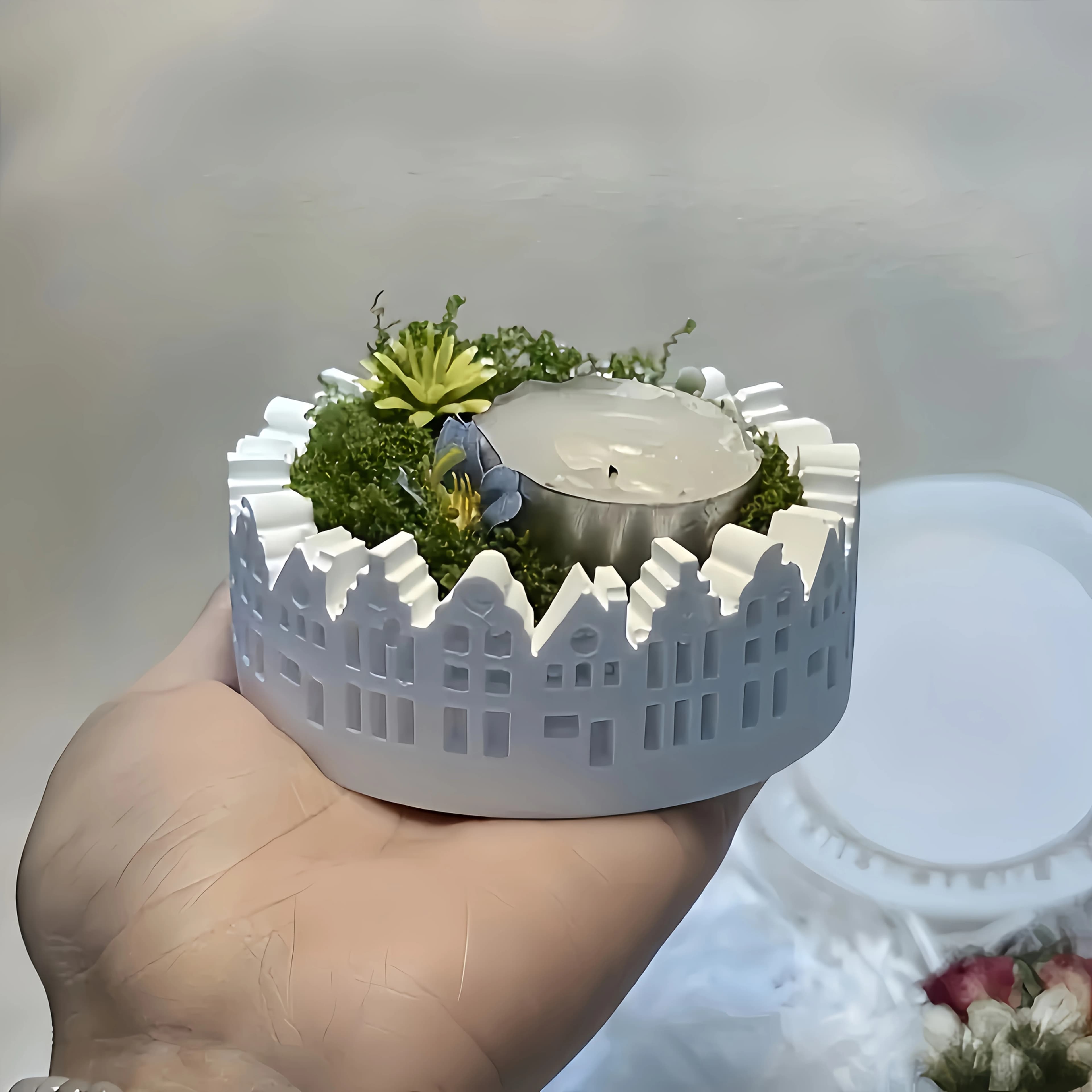 Stampo in silicone per casa cava rotonda da 1 pezzo, stampo in silicone per resina, stile minimalista, adatto per realizzare gesso, cemento, resina
