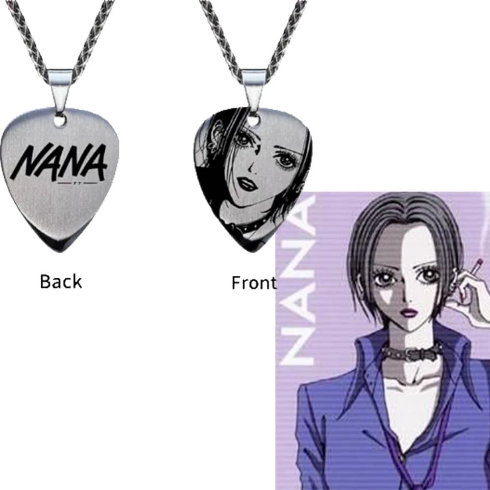 Anime NANA Oosaki Nana Cosplay Necklace Stainless Steel Laser Custom Choker Guitar Pick Pendant Cosplay Accessories Props