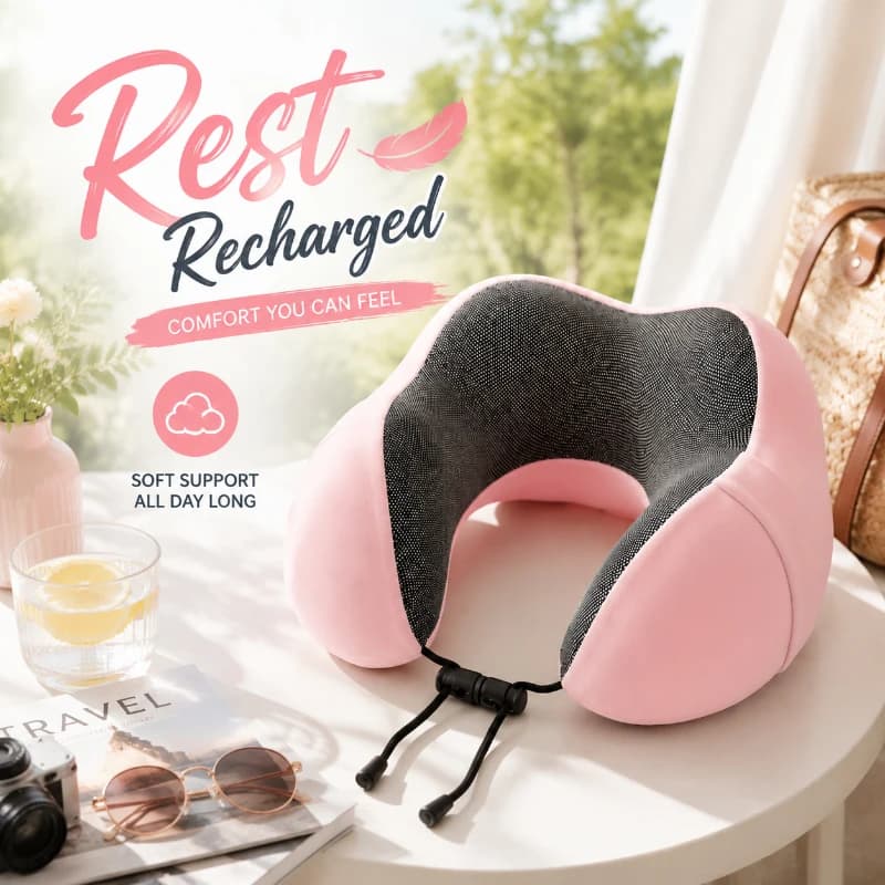 Healthcare Memory Foam Neck Pillow, Soft U-Shaped Travel Cushion, Relieve Neck Soreness on Airplane Travel