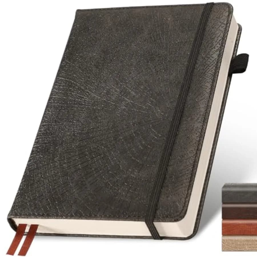 Blank Journal Notebook, 256 Pages, A5 Size 5.7'' x 8.3'',Vintage Tree Growth Rings Leather Hardcover Journal, 100 GSM Thick Pap