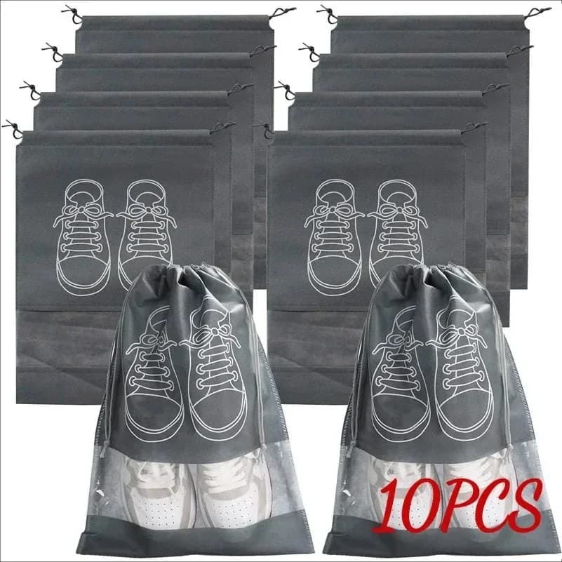 5/10 Pezzi Borse Organizer per Scarpe, Sacche Portatili da Viaggio in Tessuto Non Tessuto, Borsa Appendibile Trasparente Impermeabile per Vestiti