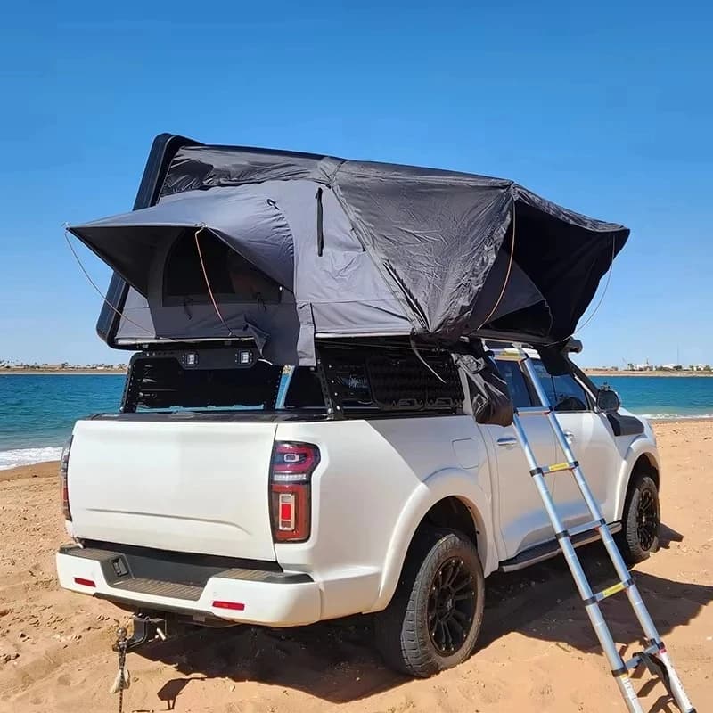 Tenda da Tetto Auto Extra Large per 3-4 Persone, Impermeabile, Guscio Rigido, Pieghevole, per Campeggio e Camion, con Spogliatoio