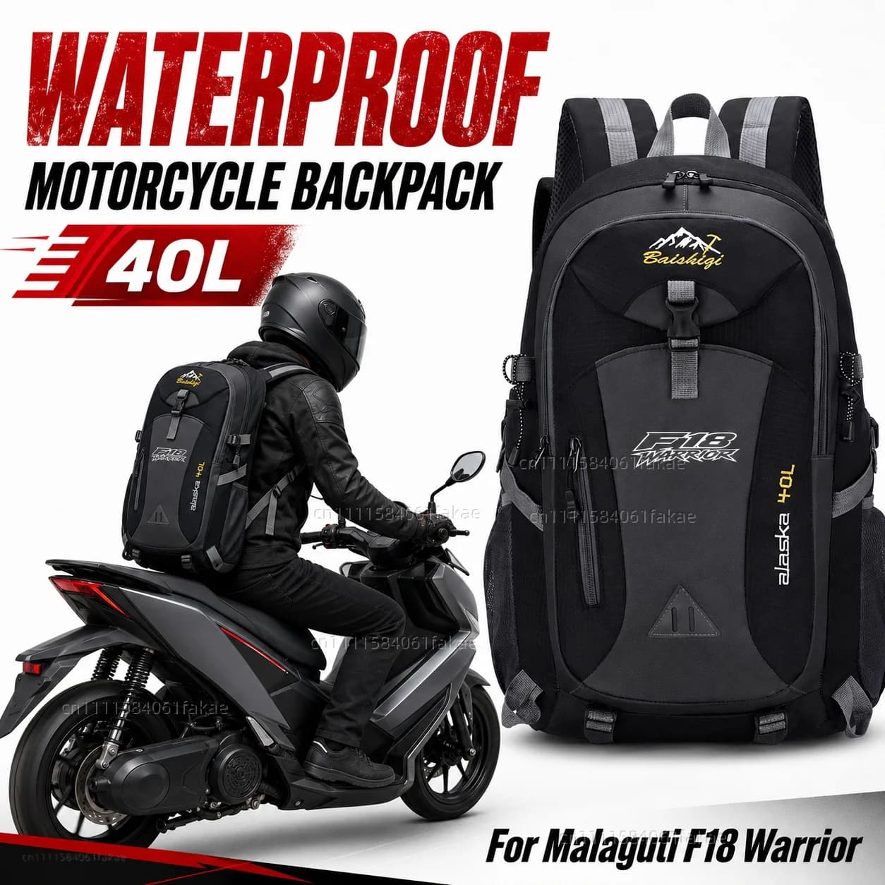 For Malaguti F18 Warrior 1999-2004 Motorcycle Backpack 40L Waterproof Travel Backpack Outdoor Hiking Camping Daypack
