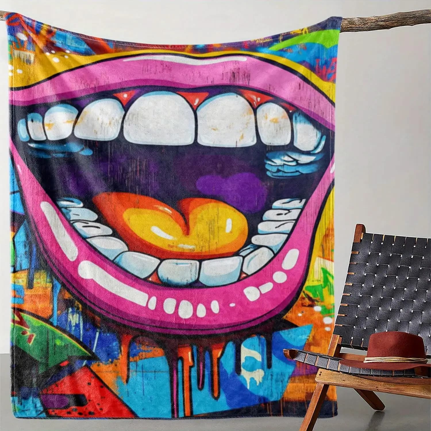 Modelli di design artistico Doodle Coperta stampata in flanella adatta a tutte le stagioni adatta per divano da ufficio e viaggi