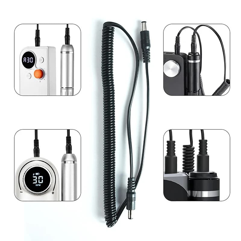 1pc 1/1.5M Macchine per lucidare le unghie ricaricabili Maniglia Linea di collegamento per accessori per manicure con porta DC a doppia testa
