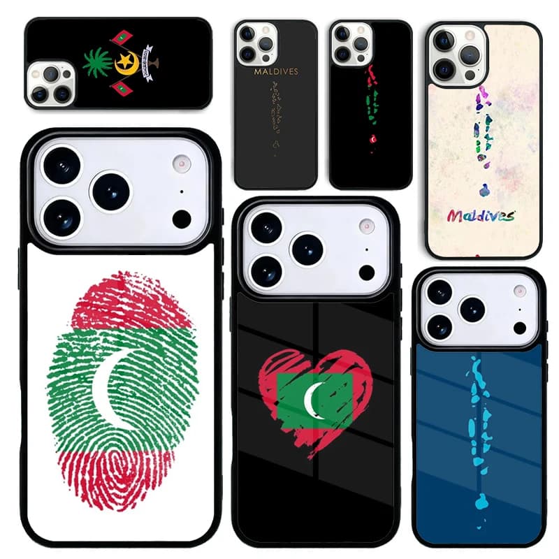 Cover per iPhone 17 Air 16 Pro Max 15 Plus 11 13 Mini 14 12 con Mappa delle Maldive