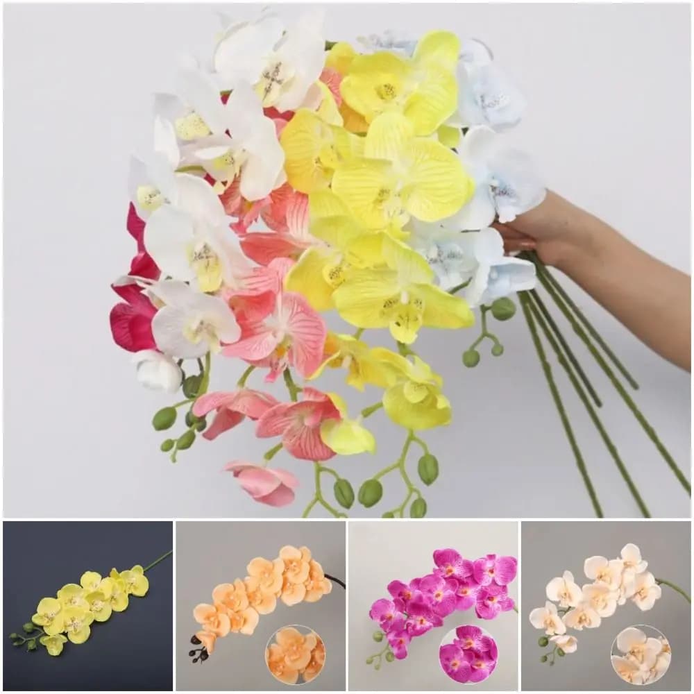 69cm 9-Heads Silk Flower 3D Phalaenopsis Artificial Flower Simulation Butterfly Orchid Real Touch Plants