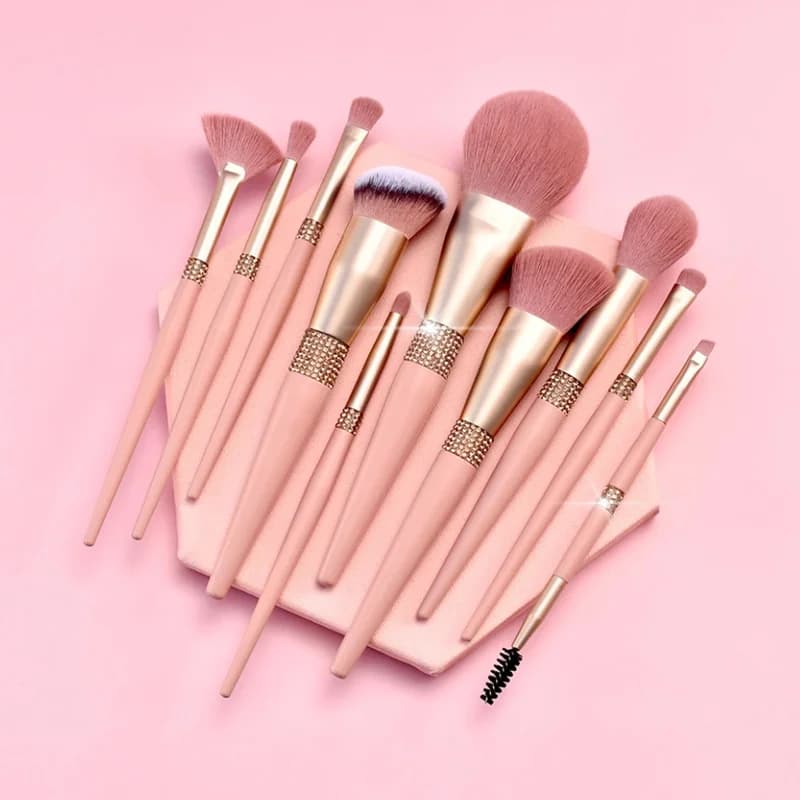 10 pieces of professional makeup brushes with diamonds Set foundation shade powder fard eyebrow brush for face eyelashes cosmetic beauty tools