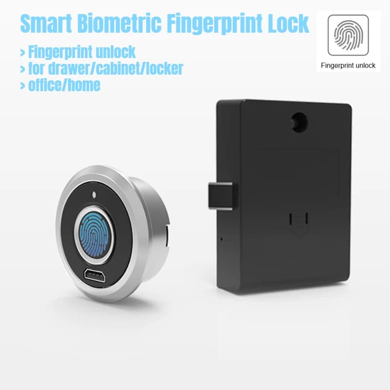 Serratura biometrica intelligente per armadietto Serrature per impronte digitali senza chiave nere Serratura per porta antifurto Hardware per guardaroba per cassetti