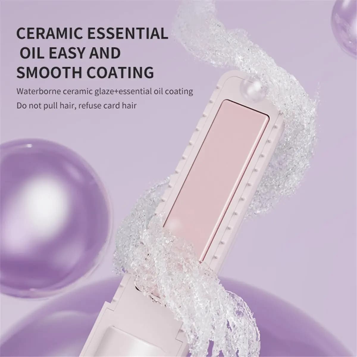 【CYBER MONDAY】Portable Wireless Mini Hair Straightener Rechargeable Digital Temp Display Ceramic Coating Straightener Curler Blu