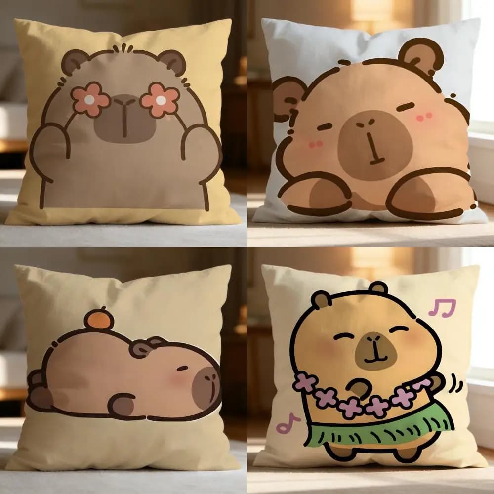 Fodera per cuscino Capibara calda, morbida e lavabile, multiuso per divano, letto, viaggi e ufficio