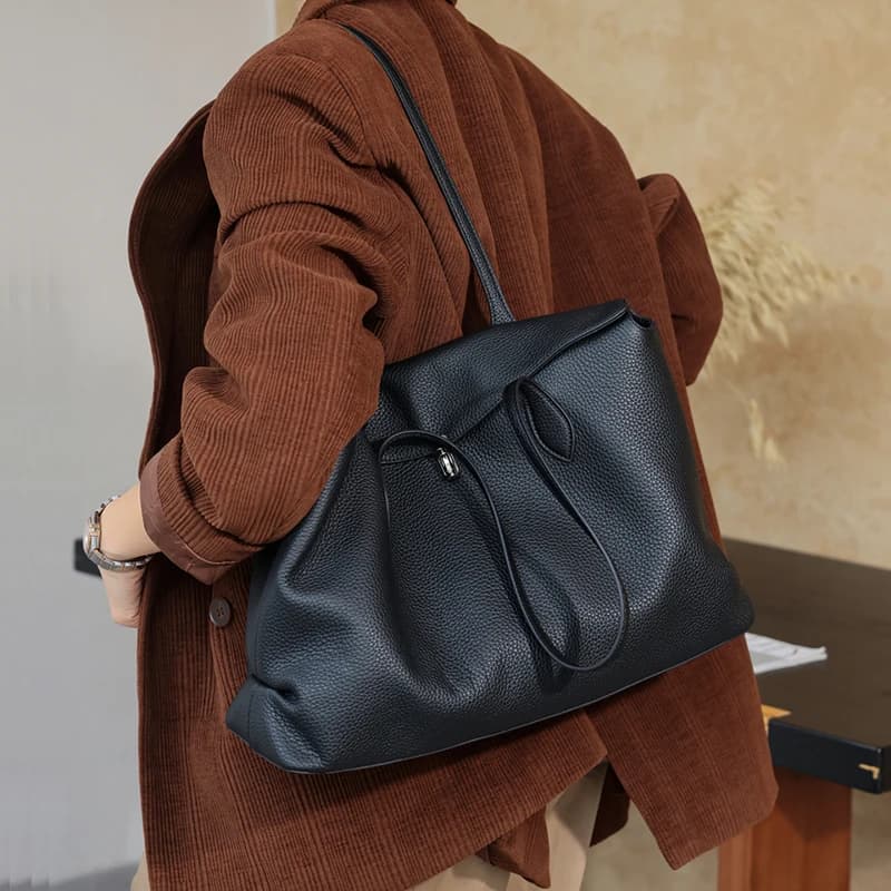 Women's Bag Natural Genuine Leather Shoulder Bags For Ladies Large Capacity Tote Handbags Female Business Travel Commuter Bag