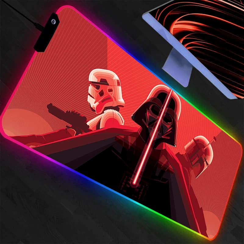 Tappetino Mouse LED Star Wars Grande XXL per Gamer, Tappetino RGB per Tastiera e Mouse, Retroilluminato per Gaming e Notebook, con Animazione