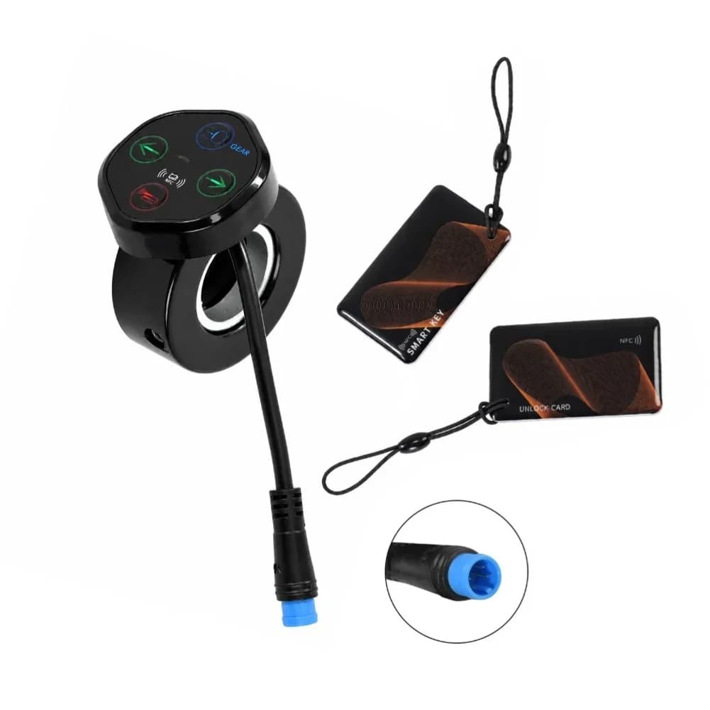 TF-M12 Blue Waterproof 4-Pin Combination Switch for Q8 Electric Scooter with NFC Card Unlocking and Real-Time Indicator Display