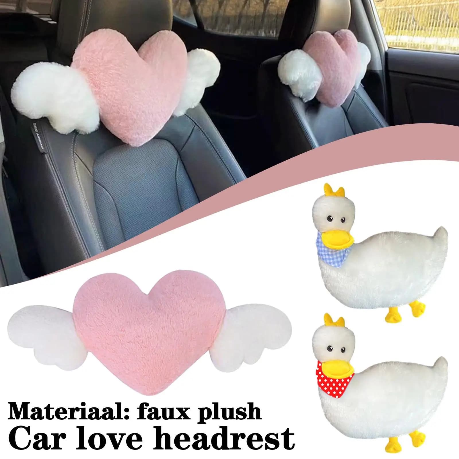 Poggiatesta per auto a forma di cuore Peluche Cuscino per collo d'amore Sedile Cuscino lombare universale Accessori di supporto Cuscino per auto posteriore