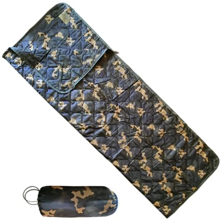 Poncho e Sacco a Pelo Militare Woodlands Camo Woobie Bubbie con Cerniera e Cinghie di Fissaggio