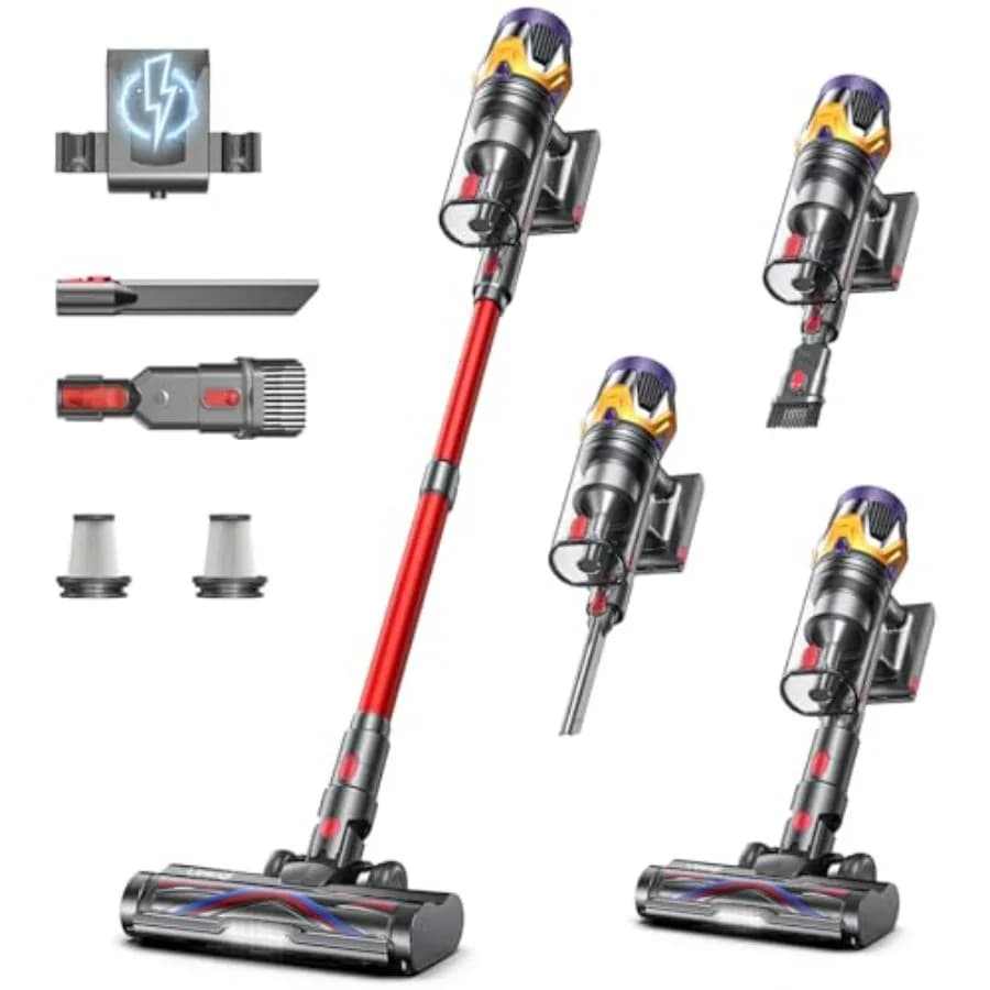 Aspirapolvere Senza Fili a Bastone 55KPA 650W 70 Minuti con Modalità Hurricane, Autoportante, Touch Screen, Contenitore Polvere 1.8L, Anti-Groviglio per la Casa