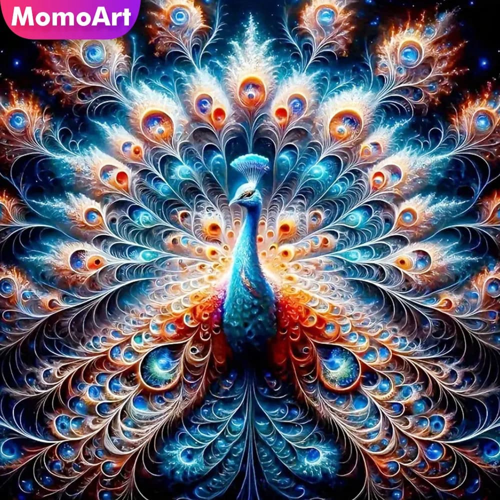 Momoart pittura diamante pavone nuovo 2024 mosaico animale pieno quadrato diamante rotondo ricamo decorazioni fai da te per la casa