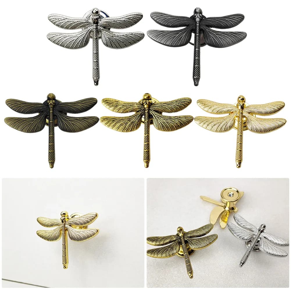 Maniglia per mobili in ottone a foro singolo con libellula in oro nordico Maniglie per cassetti da cucina di lusso Maniglie per cassettiere hardware