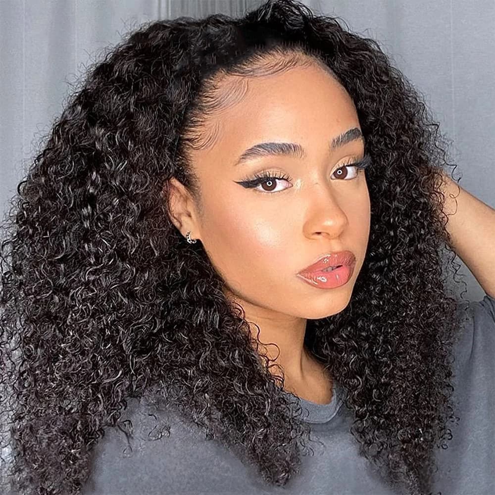 Glueless Ricci Human Hair Ready to wear Update 3 IN 1 Half Wig with Adjustable Drawstring Clip Seamless Ins Flip Over Wigs