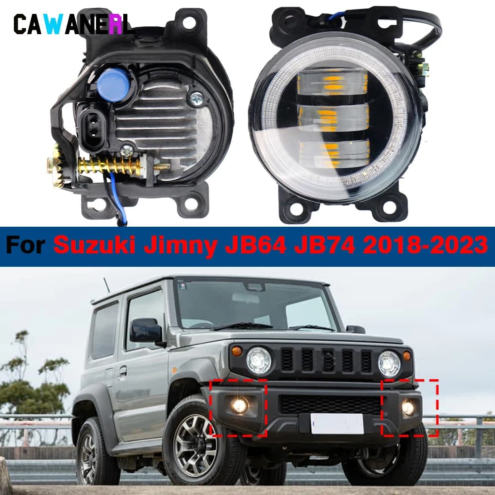 2 pezzi 90MM Auto Aggiornamento LED Fendinebbia Angel Eye DRL Luce diurna 30W H11 Per Suzuki Jimny JB64 JB74 2018 2019 2020 2021 2022 2023