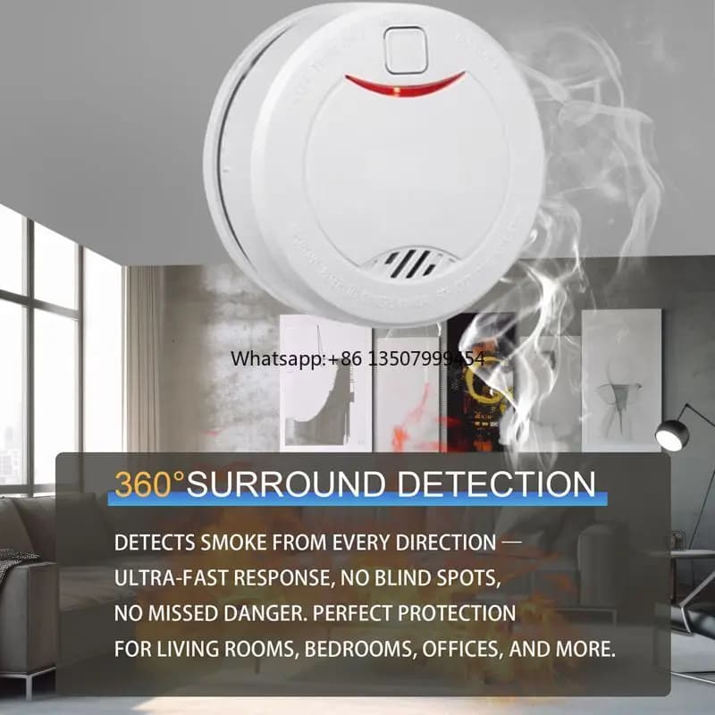 Rilevatore di Fumo Fotoelettrico a Batteria con Durata di 10 Anni, Allarme Antincendio per Casa