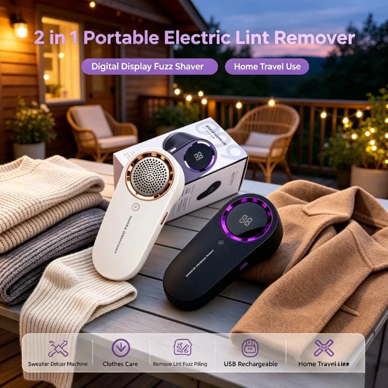 Portable Clothes Fuzz Shaver 2 in 1 Electric Lint Remover With Digital Screen Fabric Defuzzer