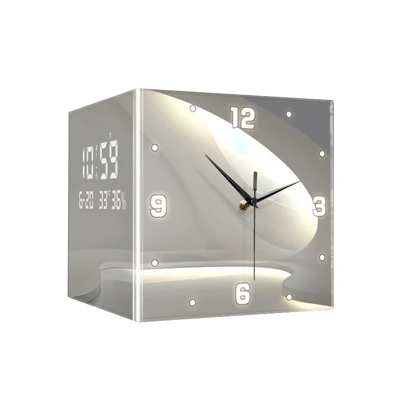 Electronic watch with digital display, wall lamp with creative corner clock for living room
