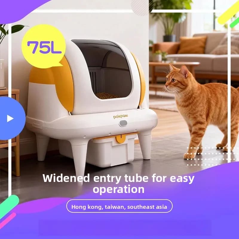 Lettiera Automatica per Gatti Extra Larga e Spaziosa, Toilette Intelligente Autopulente per Gatti, Anti-Odore per Uso Internazionale