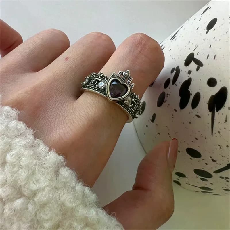 Vintage Retro Adjustable Open Crown Rings Female Geometric Accessories Personality Jewelry For Women