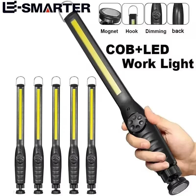 Luci da lavoro portatili COB con torcia a LED ricaricabile magnetica Lampade di riparazione auto di emergenza con attenuazione continua portatile