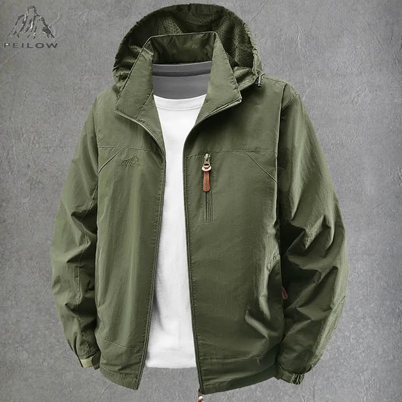 Giacca a vento primavera autunno giacche da trekking impermeabili uomo cappotti da campeggio all'aperto con cappuccio pantaloni da palestra maschili giacca sportiva abbigliamento da uomo
