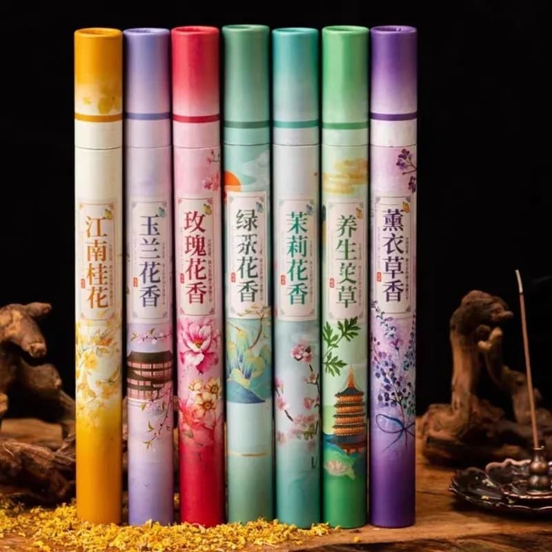 Confezione regalo di incenso con bastoncini floreali per piante naturali da 7 gusti, set di fragranze per interni domestici, meditazione, purificazione lenitiva, aromaterapia