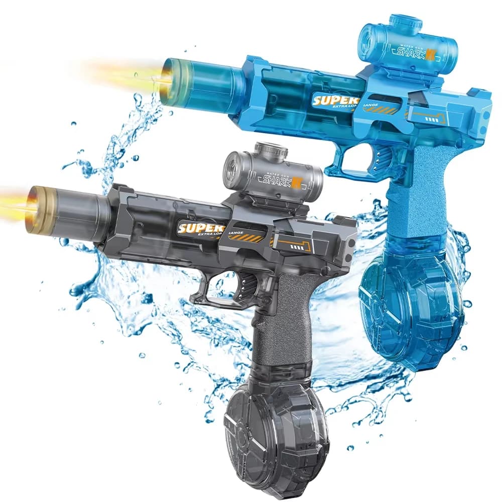 HUIQIBAO Electric Impulse Water Gun Flame Sensor Simultaneous Light Fully Automatic Combat Toy Water Gun Outdoor Beach Toys for Adults