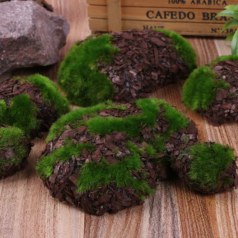 6 Pieces Artificial Plants Faux in Foam, Musk and Stone for Home and Garden Decoration, Micro Landscape, Grass, Toy for Domestic Animals, Fin Vegetation