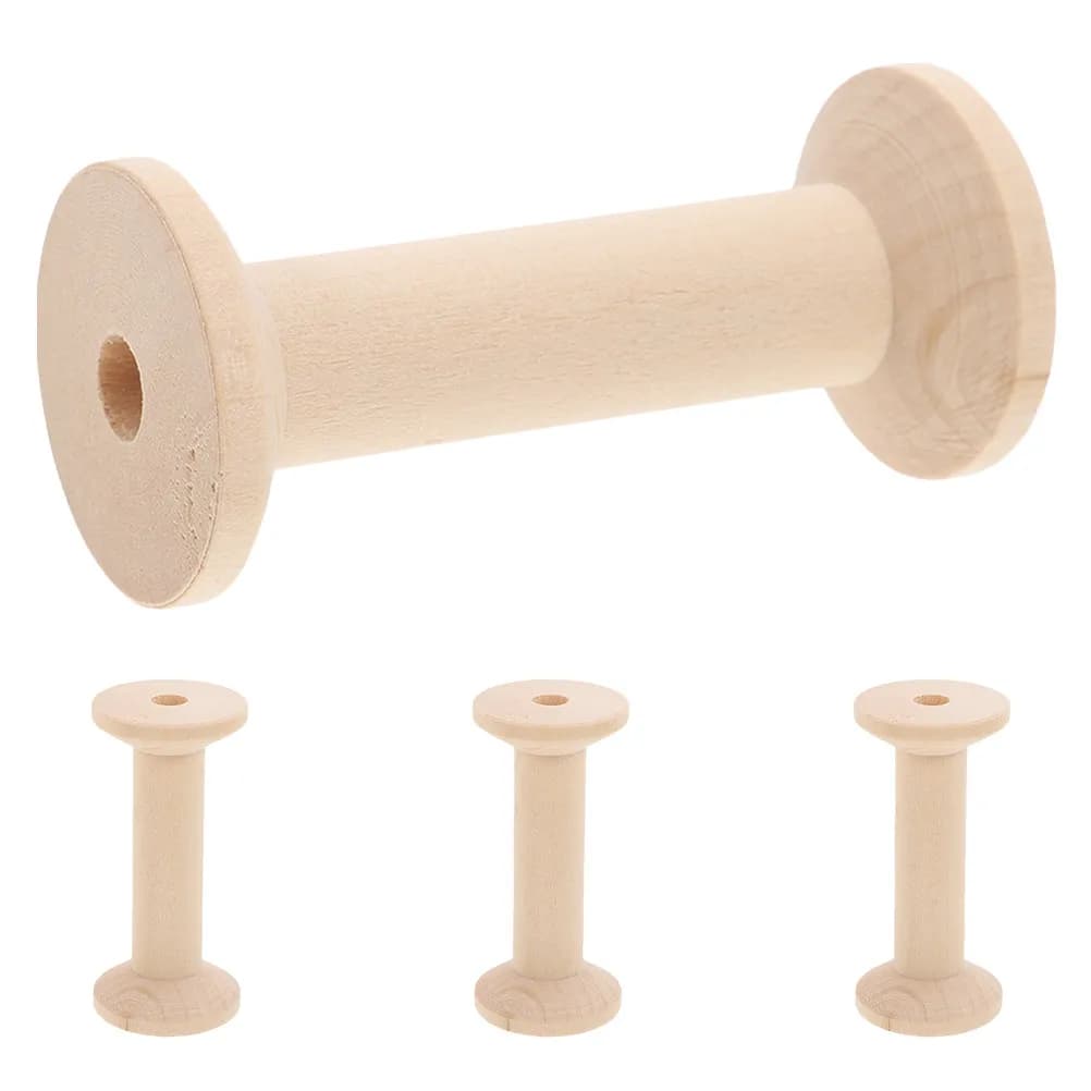 4Pcs Wooden Thread Spools Set Large Winding Rollers for Sewing Thread Organizer Ribbon Craft DIY Embroidery Yarn Spool Holder