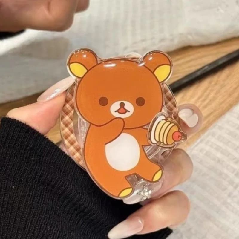 Cute 3D cartoon Rilakkuma For Magnetic Phone Holder Cute Bear Stand Strong Magnet for iPhone 17 16 15 14 Desk & Car Mount