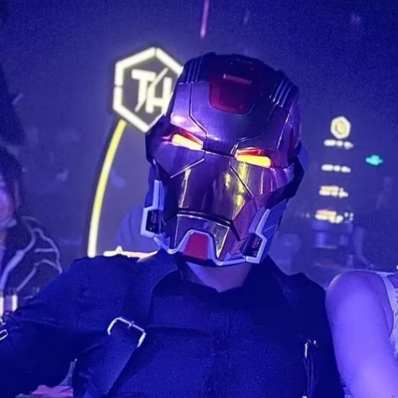 Electronic Mask Iron Man MK17 with Vocal Control Jarvis, Automatic Opening and Closing, Superhero Fan Collection Toy