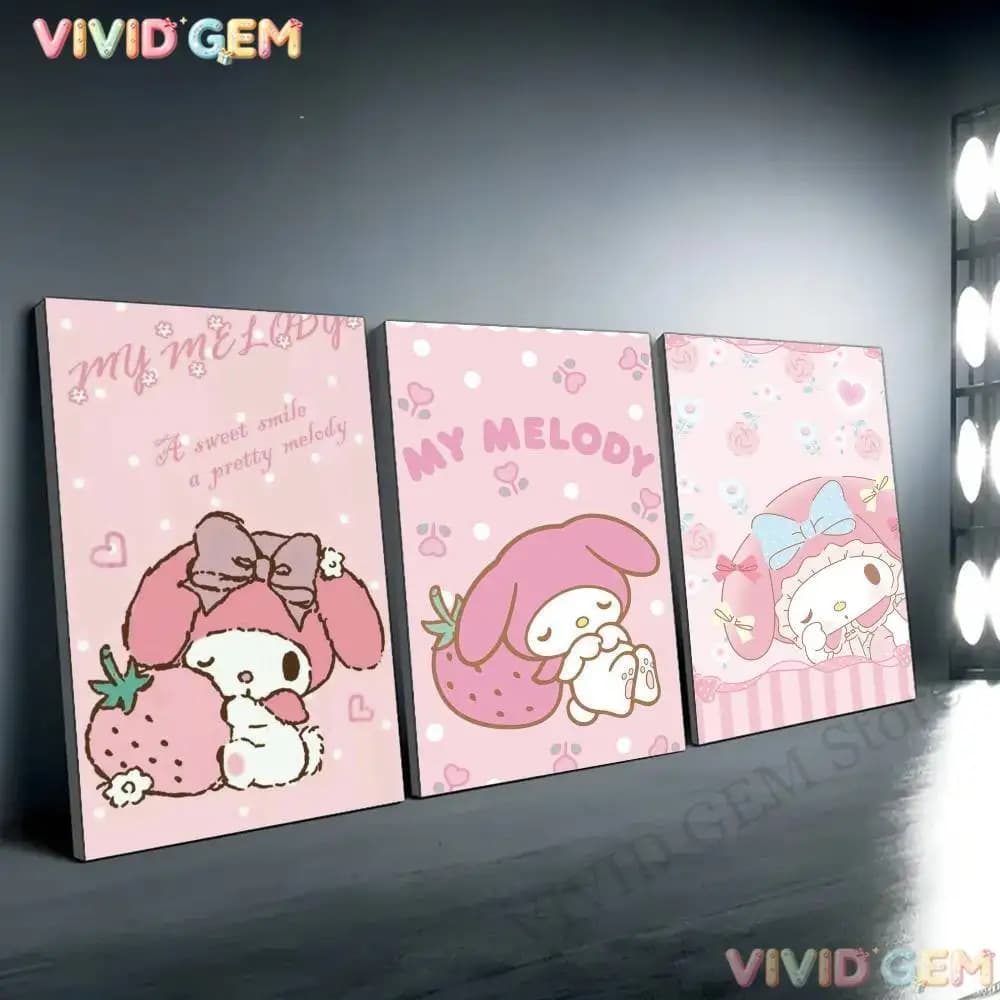 VIVID GEM Full Drill Sanrio My Melody Strawberry Diamond Painting 5D DIY Cross Stitch Art Gift