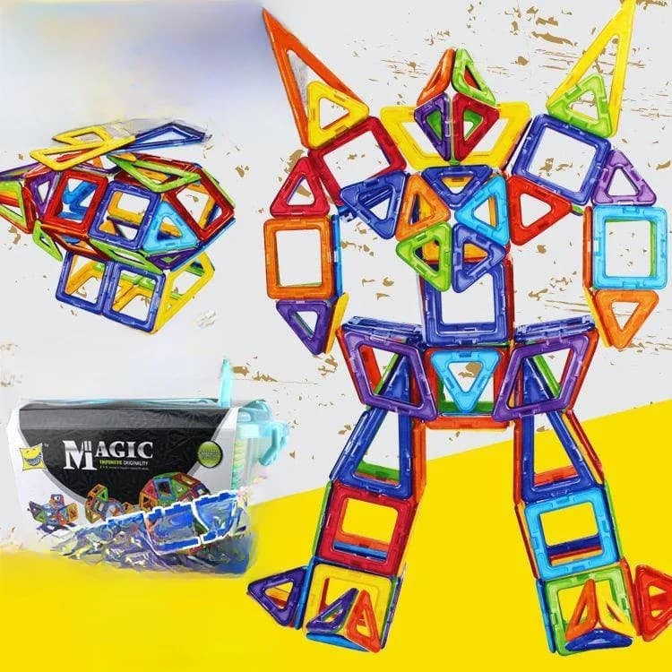 Blocchi Magnetici Versatili, Giocattoli Educativi per Bambini, Scatola di Stoccaggio, 144 Pezzi, Forte Magnetismo, Superficie Liscia per Ragazzi