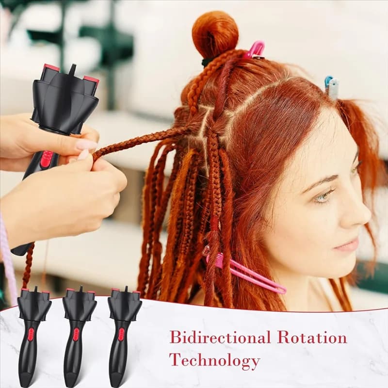 Set of 3 pieces ABBK, automatic hair braiding machine, black, for DIY styling, automatic hair curling for women and girls