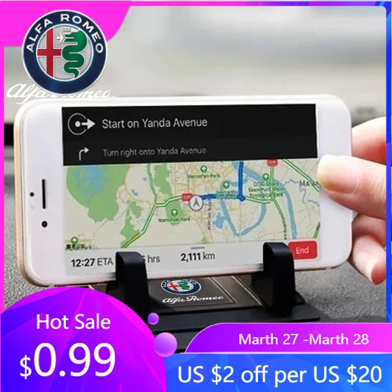 Supporto per Telefono in Silicone Antiscivolo per Auto Alfa Romeo, Supporto GPS per Giulia, Stelvio, Giulietta, 156, 159