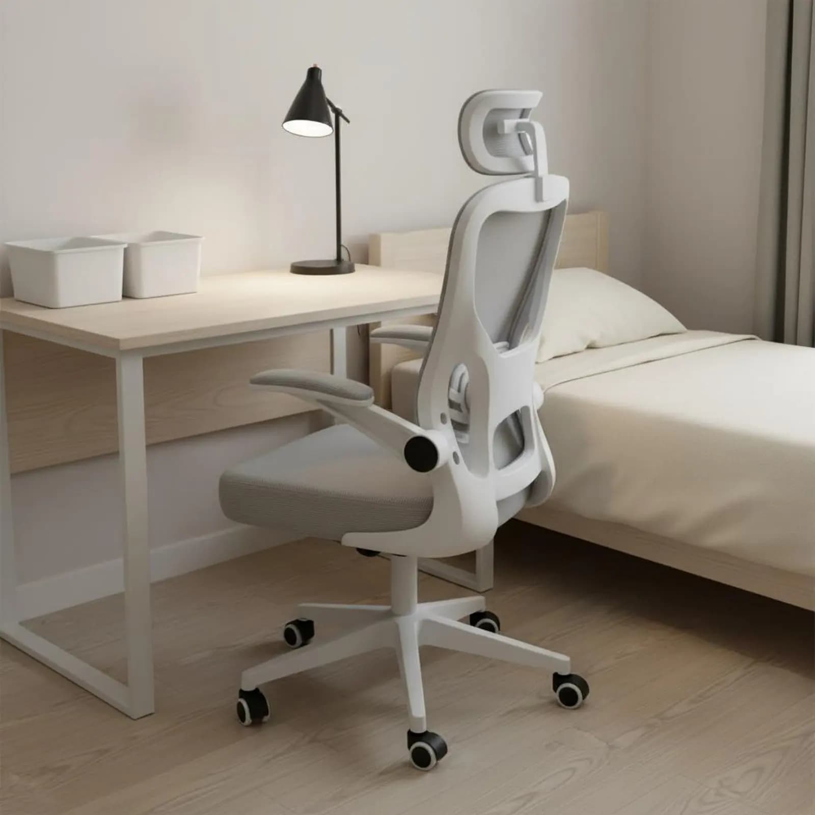 Ergonomic Office Chair Reclining Backrest Adjustable Computer Chair Flip-up Armrests Space-Saving for PC Gaming Users