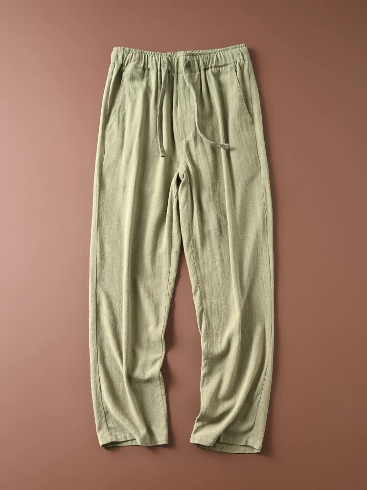 Pantaloni Casual da Uomo in Lino e Cotone, Traspiranti e Assorbenti, Gamba Dritta, Comodi e Leggeri per l'Estate