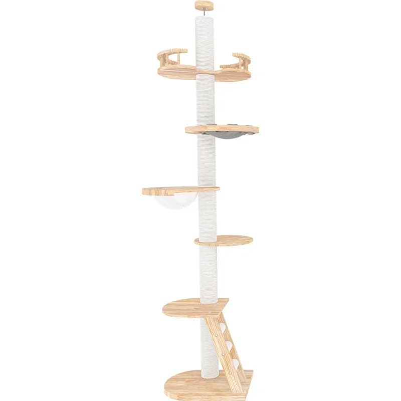 Standard 250-295 cm Casa da arrampicata per gatti Pilastro Tongtian Legno Giocattoli per animali domestici Telaio Nido Albero Torre per gatti Giochi Parco Mobili per gatti